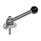 GN 918.6 Stainless Steel Clamping Cam Units, Upward Clamping, Screw from the Operator's Side Type: KVS - With ball lever, angular (serrations)
Clamping direction: L - By counter-clockwise rotation