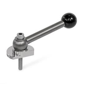 GN 918.6 Stainless Steel Clamping Cam Units, Upward Clamping, Screw from the Operator's Side Type: KVS - With ball lever, angular (serrations)<br />Clamping direction: L - By counter-clockwise rotation