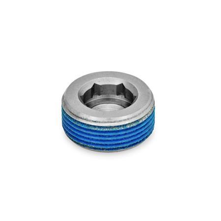 GN 252.5 Stainless Steel Threaded Plugs Type: PRB - With thread coating (Polyamide all-round coating)