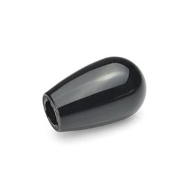 EN 719.2 Technopolymer Plastic Domed Gear Lever Knobs, Tapped or Press-On Type Color: SW - Black, RAL 9005, shiny finish