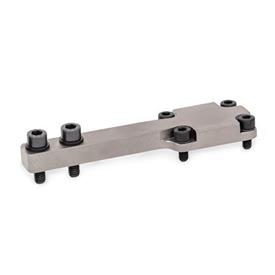 GN 869.2 Steel Straight / T-Post Gripper Jaw Block Brackets, Static Holder Type: P - Jaw blocks parallel to clamping arm<br />Finish: NC - Chemically nickel plated