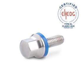 GN 1580 Stainless Steel Hex Head Screws, Hygienic Design Finish: MT - Matte finish (Ra < 0.8 µm)<br />Sealing ring material: E - EPDM