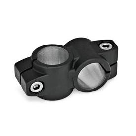 GN 132 Abrazaderas para conectores de dos vías, de aluminio Acabado: SW - Negro, RAL 9005, acabado texturizado
