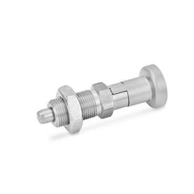 GN 617.1 Stainless Steel Indexing Plungers, Lock-Out Material: NI - Stainless steel<br />Type: AKN - With stainless steel knob, with lock nut