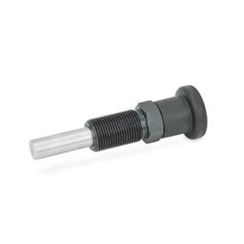 GN 817.8 Steel Indexing Plungers, Lock-Out and Non Lock-Out, with Removable Pin Type: B - Non lock-out, without lock nut