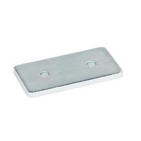 GN 967 Soportes de conexión de acero laminado, planos o en L, para sistemas de perfiles Tipo: F - Grillete<br />Acabado: ZB - Zincado, acabado pasivado azul<br />Identificación núm.: 2 - Con orificio no avellanado