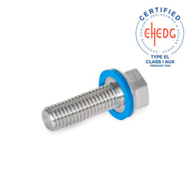 GN 1581 Stainless Steel Hex Head Screws, Low-Profile Head, Hygienic Design Finish: MT - Matte finish (Ra < 0.8 µm)<br />Sealing ring material: E - EPDM