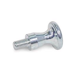 GN 75 Steel Mushroom Shaped Knobs, Zinc Plated, with Tapped Hole or Threaded Stud Type: E - With threaded stud<br />Finish: ZB - Zinc plated, blue passivated finish