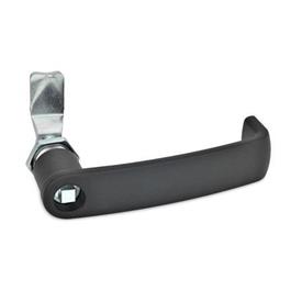 GN 115.7 Steel Cam Latches, with Cabinet U-Handle, Operation with Socket Key Type: VK8 - With square spindle<br />Color: SW - Black, RAL 9005, textured finish