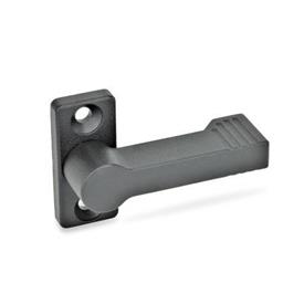 GN 702 Cames de verrouillage en zinc moulé sous pression, avec 4 positions d'indexage Type: A - Avec bride pour montage en surface<br />Couleur: SW - Noir, RAL 9005, finition texturée