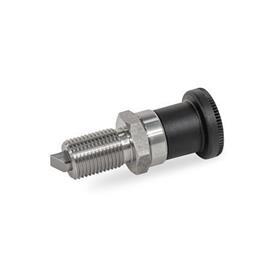 GN 824 Stainless Steel Indexing Plungers, with Chamfered Pin, Lock-Out and Non Lock-Out Type: B - Non lock-out, without lock nut
