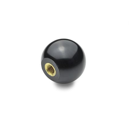 GN 319 Inch Size, Plastic Ball Knobs, Tapped Insert Type 