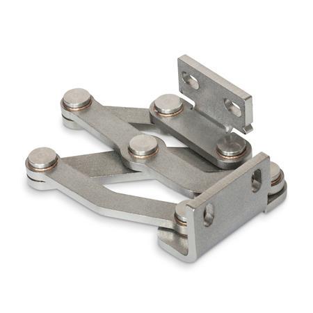 GN 7237 Stainless Steel Multiple-Joint Hinges, Concealed, with Opening Angle of 180° Type: L - Left-hand assembly angle bracket