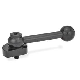 GN 918 Steel Eccentrical Cam Units, Ball Lever or Hex Type Type: GV - With ball lever, straight (serrations)<br />Clamping direction: R - By clockwise rotation (drawn version)