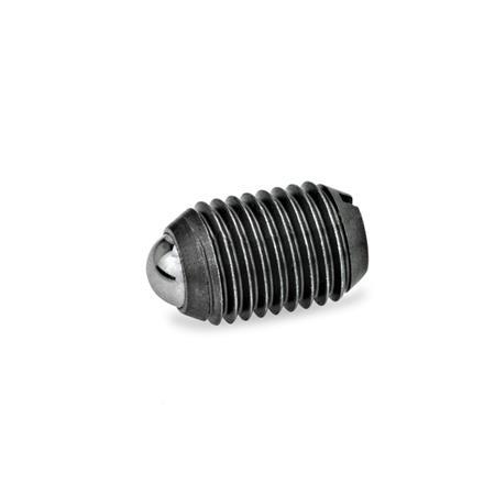 GN 615 Steel / Stainless Steel Ball Plungers, with Slot Type: K - Steel, standard spring load