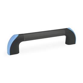 EN 767 Aluminum Tubular Handles, Powder Coated Tube, Plastic End Caps, Ergostyle® Color of the end cap: DBL - Blue, RAL 5024, shiny finish