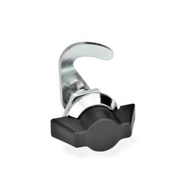 GN 115.8 Zinc Die-Cast Cam Latches with Hook, with Operating Elements Type: SK - With wing knob<br />Identification no.: 1 - Without latch bracket<br />Finish (Housing collar): CR - Chrome plated
