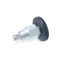 GN 822.1 Steel / Stainless Steel Mini Indexing Plungers, Lock-Out and Non Lock-Out, with Open Lock Mechanism  Type: B - Non lock-out<br />Material: ST - Steel