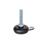GN 32 Steel Sheet Metal Leveling Feet, Tapped Socket or Threaded Stud Type, with Rubber Pad and Mounting Flange Type (Base): A5 - Steel, black powder coated,  rubber pad inlay, black
Version (Stud / Socket): S - Without nut, external hex at the bottom