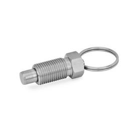 GN 717 Stainless Steel Indexing Plungers, Non Lock-Out, with Pull Ring / with Wire Loop Type: A - With pull ring, without lock nut<br />Material: NI - Stainless steel