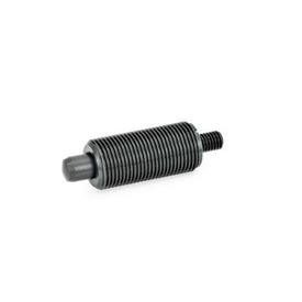 GN 613 Steel Indexing Plungers, with Plastic Knob, Non Lock-Out, with Fully Threaded Body Material: ST - Steel<br />Type: G - With threaded stem, without lock nut