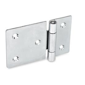 GN 136 Steel Sheet Metal Hinges, Horizontally Extended Material: ST - Steel<br />Type: C - With countersunk holes