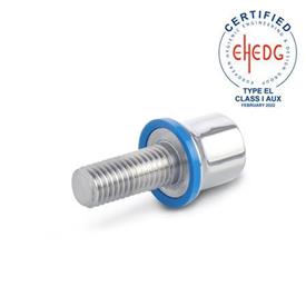 GN 1580 Stainless Steel Hex Head Screws, Hygienic Design Finish: PL - Polished finish (Ra < 0.8 µm)<br />Sealing ring material: E - EPDM