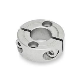 GN 7072.2 Stainless Steel Split Shaft Collars, with Mounting Holes Type: B - With two countersunk holes for socket cap screws