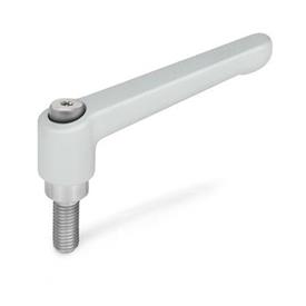 GN 300.1 Zinc Die-Cast Adjustable Levers, Threaded Stud Type, with Stainless Steel Components Color: SR - Silver, RAL 9006, textured finish