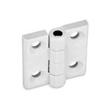Technopolymer Plastic Hinges, with Countersunk Bores, White