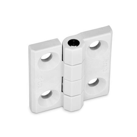 EN 237.1 Technopolymer Plastic Hinges, with Countersunk Bores, White 