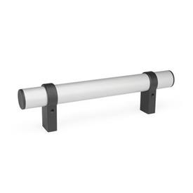 GN 333.3 Aluminum Tubular Handles, with  Zinc Die-Cast Movable Straight Handle Legs Finish: ELS - Anodized finish, natural color