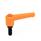 WN 304 Nylon Plastic Straight Adjustable Levers with Push Button, Threaded Stud Type, with Steel Components Lever color: OS - Orange, RAL 2004, textured finish
Push button color: O - Orange, RAL 2004