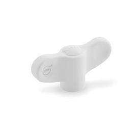 EN 634.1 Antimicrobial Plastic Wing Nuts, with Stainless Steel Tapped Insert, Ergostyle® Color: WSA - White, RAL 9016, matte finish