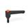 WN 304 Nylon Plastic Straight Adjustable Levers with Push Button, Threaded Stud Type, with Steel Components Lever color: SW - Black, RAL 9005, textured finish
Push button color: O - Orange, RAL 2004
