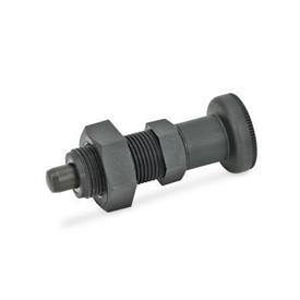 EN 617.2 Doigts d'indexage en plastique, goupille de poussoir en acier, types verrouillable et non verrouillable Type: BK - Non verrouillable, avec contre-écrou
