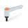 GN 304 Zinc Die-Cast Straight Adjustable Levers, with Push Button, Threaded Stud Type, with Steel Components Lever color: SR - Silver, RAL 9006, textured finish
Push button color: O - Orange, RAL 2004