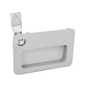 GN 115.10 Zinc Die-Cast Cam Latches, with Gripping Tray, Operation with Socket Key Type: VK7 - With square spindle<br />Color: SR - Silver, RAL 9006, textured finish<br />Identification no.: 1 - Operation in the illustrated position top left