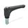 EN 600 Plastic Straight Adjustable Levers, Threaded Stud Type, with Steel Components, with Push Button, Ergostyle® Color of the push button: DGR - Gray, RAL 7035, shiny finish