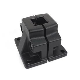 GN 165 Aluminum Base Plate Connector Clamps, Split Assembly Bildzuordnung: V - Square<br />Finish: SW - Black, RAL 9005, textured finish