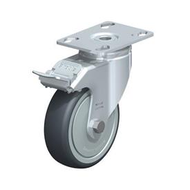  LKPA-TPA Steel Light Duty Swivel Casters, with Thermoplastic Rubber Wheels and Heavy Brackets Type: K-FI-FK - Ball bearing with stop-fix brake, with thread guard