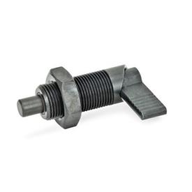 GN 612 Steel Cam Action Indexing Plungers, Lock-Out Form: AK - Without plastic sleeve, with lock nut