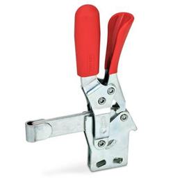 GN 810.4 Steel Vertical Acting Toggle Clamps, with Safety Hook, with Vertical Mounting Base Type: FL - Solid bar version, with weldable clasp