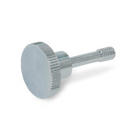 Knurled Thumb Screws GN 464.2: Steel / Stainless Steel, with Thin Shank for Loss Protection, High Type