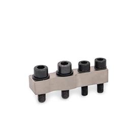 GN 868 Steel Gripper Jaw Block Brackets, for GN 864 / GN 865 / GN 866 Pneumatic Fastening Clamps Type: P - Jaw blocks parallel to clamping arm<br />Finish: NC - Chemically nickel plated