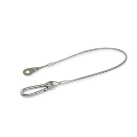 GN 111.2 Stainless Steel AISI 304 Retaining Cables, with Carabiner, with Mounting Tab or Loop Type: L - With carabiner and mounting tab<br />Color: TR - Transparent