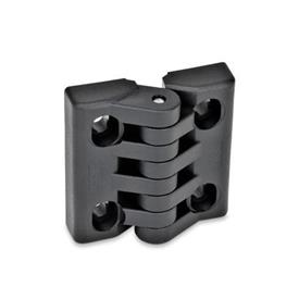 EN 151.4 Technopolymer Plastic Hinges, Adjustable, with Slotted Holes Type: H - Vertical slots