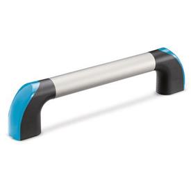 EN 767.1 Aluminum Tubular Handles, Anodized Tube, End Caps Plastic, Ergostyle® Color of the end cap: DBL - Blue, RAL 5024, shiny finish