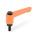 GN 304 Manijas ajustables rectas de zinc fundido a presión, con botón pulsador, tipo espárrago roscado, con componentes de acero Color de la palanca: OS - Naranja, RAL 2004, acabado texturizado
Color del botón pulsador: S - Negro, RAL 9005