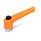 WN 303.2 Plastic Adjustable Levers with Push Button, Tapped Type, with Zinc Plated Steel Components Lever color: OS - Orange, RAL 2004, textured finish
Push button color: S - Black, RAL 9005
